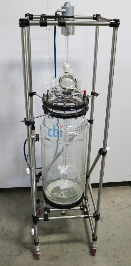 ACE GLASS 100 LITER REACTOR WITH STAINLESS STEEL SUPPORT